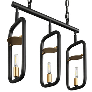 Bar None 3-light Aged Gold and Rustic Bronze Linear Pendant