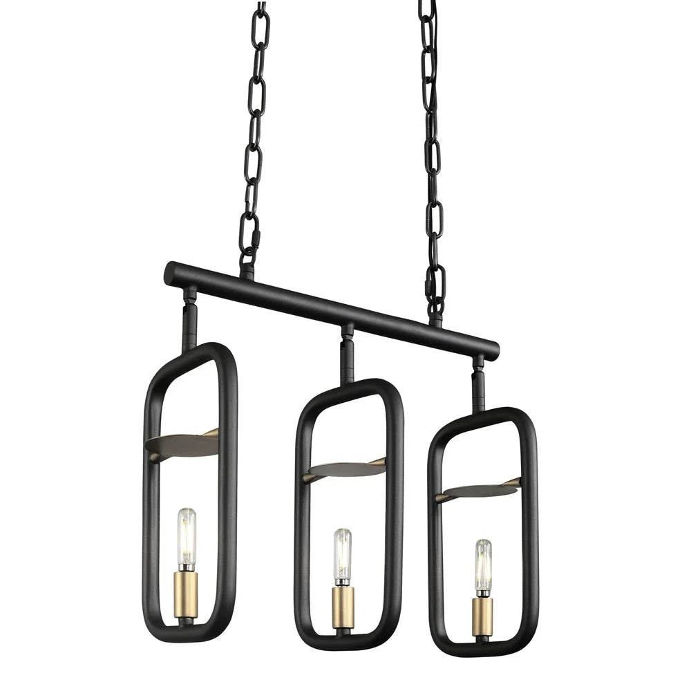 Bar None 3-light Aged Gold and Rustic Bronze Linear Pendant