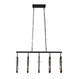 Bar None 5-light Aged Gold and Rustic Bronze Linear Pendant