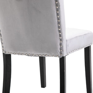 Velvet Dining Chair Tufted Accent Chair Vanity Stool Gray Set of 2