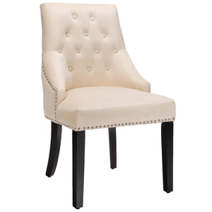 Velvet Dining Chair Upholstered Tufted Armless w/ Nailed Trim & Ring