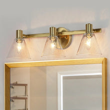 Veniya Modern Brass Gold 3-light Bathroom Vanity Light with Seeded Glass LED Dimmable Wall Sconce - L 21.5" x W 6.5" x H 7"