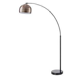 Teamson Home Arquer Arc Floor Lamp With Marble Base, Antique Brass Finished Shade