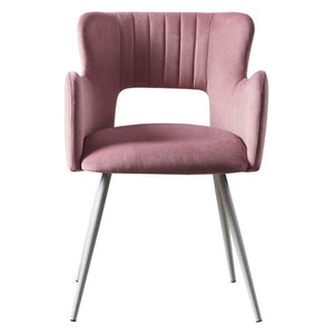 Teamson Home Waverly Armchair With Metal Leg Pastel Pink Fabric, White Finish