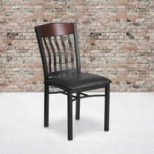 Vertical Back Metal and Wood Restaurant Chair with Vinyl Seat - 17"W x 24.5"D x 35.75"H