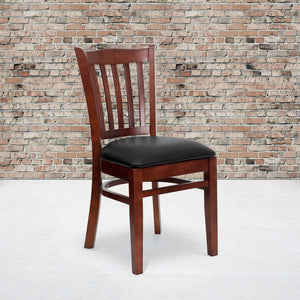 Mahogany Hardwood Slat Back Restaurant Chair - 17.5"W x 20.75"D x 34.5"H
