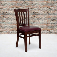 Mahogany Hardwood Slat Back Restaurant Chair - 17.5"W x 20.75"D x 34.5"H