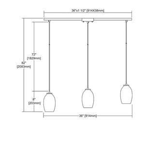 Villiska 3-Light Linear Bar Pendant, Satin Nickel