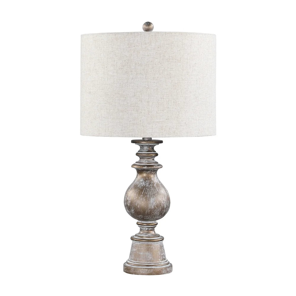 Wahlburg Oatmeal and Antique Gold Drum Shade Table Lamp