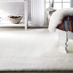 Andral White Faux Sheepskin Soft Fluffy Soft Area Rug