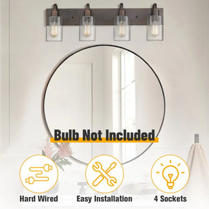 Bathroom Vanity Light Fixtures - Farmhouse Wall Light for Bathroom, Oil Rubbed Bronze Finish with Clear Glass