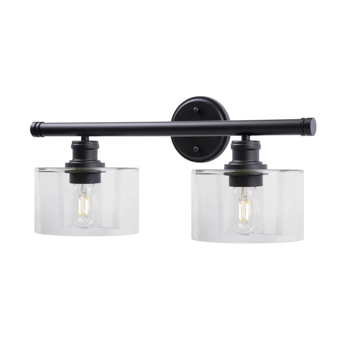 Zane 2-Light Black Bath Light with Clear Glass