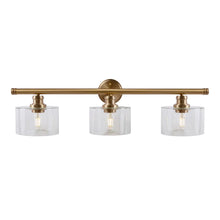 Zane 3-Light Soft Gold Bath Light with Clear Glass - Soft Gold