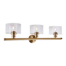 Zane 3-Light Soft Gold Bath Light with Clear Glass - Soft Gold