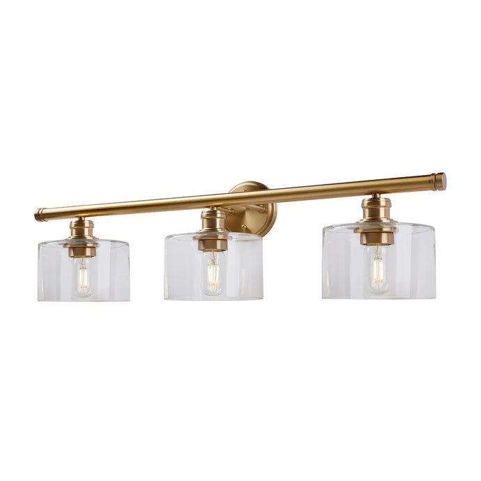 Zane 3-Light Soft Gold Bath Light with Clear Glass - Soft Gold