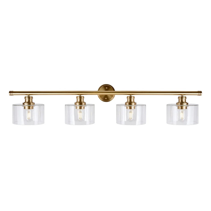 Zane 4-Light Soft Gold Bath Light with Clear Glass - Soft Gold