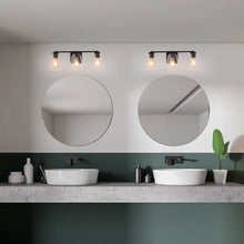 Zarbel Modern Farmhouse Black Vanity Light Bathroom 3-Light Glass Wall Sconce Taper for Powder Room - L 20.5"x W 7"x H8.2"