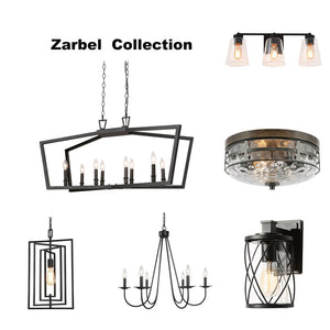 Zarbel Modern Farmhouse Black Vanity Light Bathroom 3-Light Glass Wall Sconce Taper for Powder Room - L 20.5"x W 7"x H8.2"