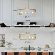 Zeci Modern Contemporary 8-light Large Chandelier Gold Dimmable Candlestick Island Lights 37'' for Kitchen Island -  L37"xW13"xH22" - Gold
