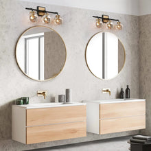 Ziv Modern 3-Light Black Gold Bathroom Vanity Lights with Mercury Globe Glass Shades