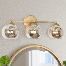 Ziv Modern Glam 3-Light Gold Bathroom Vanity Lights with Mercury Glass - 21" L x 6.8" W x 8" H