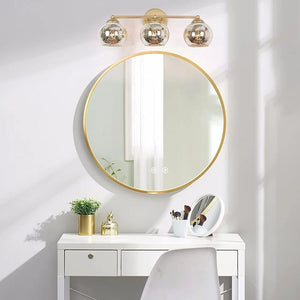 Ziv Modern Glam 3-Light Gold Bathroom Vanity Lights with Mercury Glass - 21" L x 6.8" W x 8" H