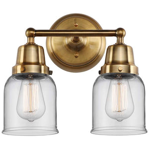 Aditi Bell 2 Light 13" Bath Light - Brushed Brass - Clear Shade