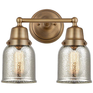 Aditi Bell 2 Light 13" Bath Light - Brushed Brass - Silver Mercury Shade