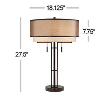 Andes Bronze Industrial Table Lamp with Double Shade