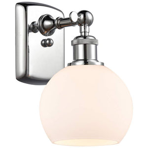Athens 6" Incandescent Sconce - Chrome Finish - Matte White Shade