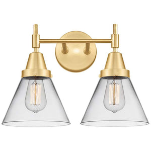 Caden Cone 8" 2 Light 17" LED Bath Light - Satin Gold - Clear Shade