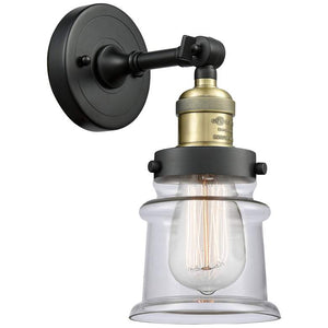 Canton 5" LED Sconce - Black Brass Finish - Clear Shade