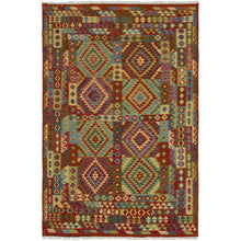 Red Flat-Weave Kashkoli FW Red Wool Kilim