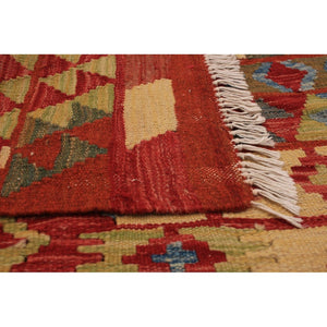 Red Flat-Weave Kashkoli FW Red Wool Kilim