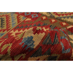 Red Flat-Weave Kashkoli FW Red Wool Kilim