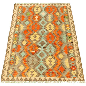 Anne Hathaway Collection Flat-weave Sivas Copper, Grey Wool Kilim Rug