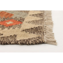 Anne Hathaway Collection Flat-weave Sivas Copper, Grey Wool Kilim Rug