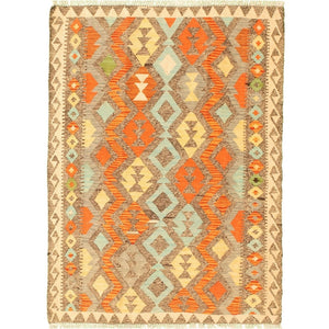 Anne Hathaway Collection Flat-weave Sivas Copper, Grey Wool Kilim Rug