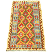 Anne Hathaway Collection Flat-weave Sivas Green, Gold Wool Kilim Rug