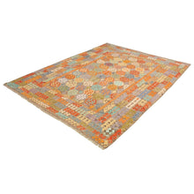 Flat-weave Sivas Grey, Orange Wool Kilim