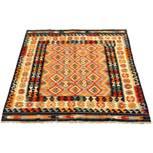 Anne Hathaway Collection Flat-weave Sivas Navy, Ivory Wool Kilim Rug