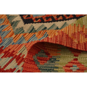 Flat-weave Sivas Navy, Red Wool Kilim