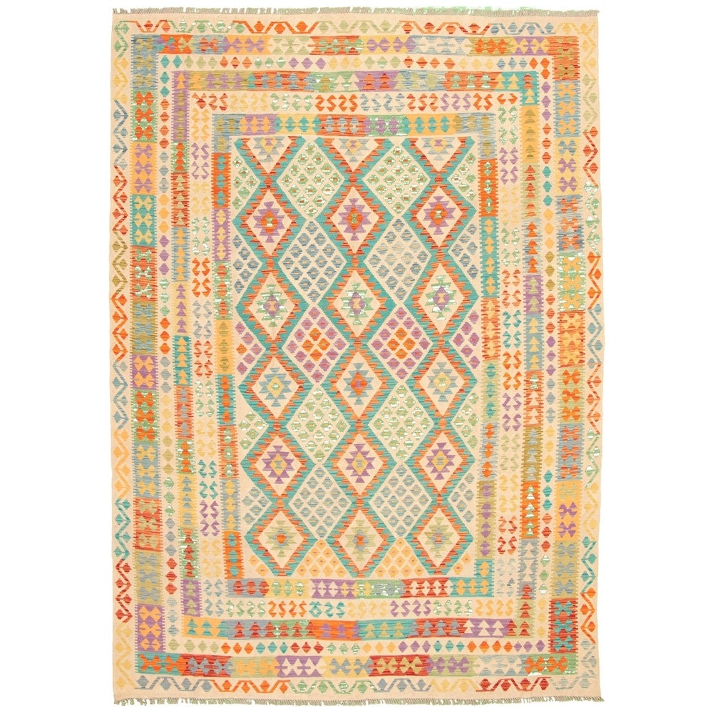 Flat-weave Sivas Ivory Wool Kilim