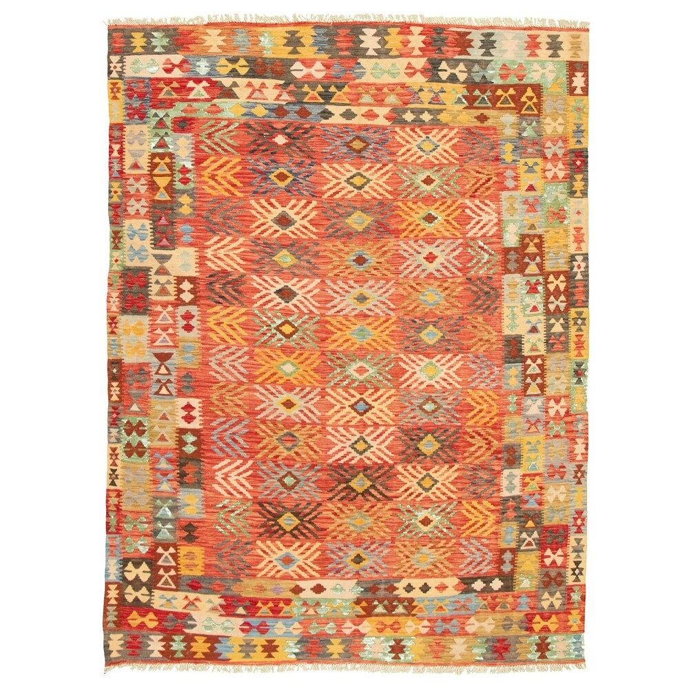 Flat-weave Sivas Red Wool Soft Kilim