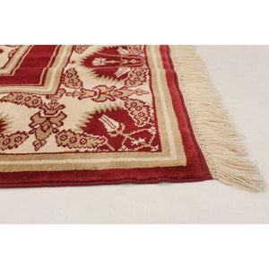 Hand-knotted Melis Vintage Cream, Red Wool Soft Rug