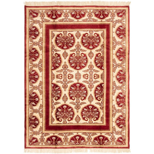 Hand-knotted Melis Vintage Cream, Red Wool Soft Rug