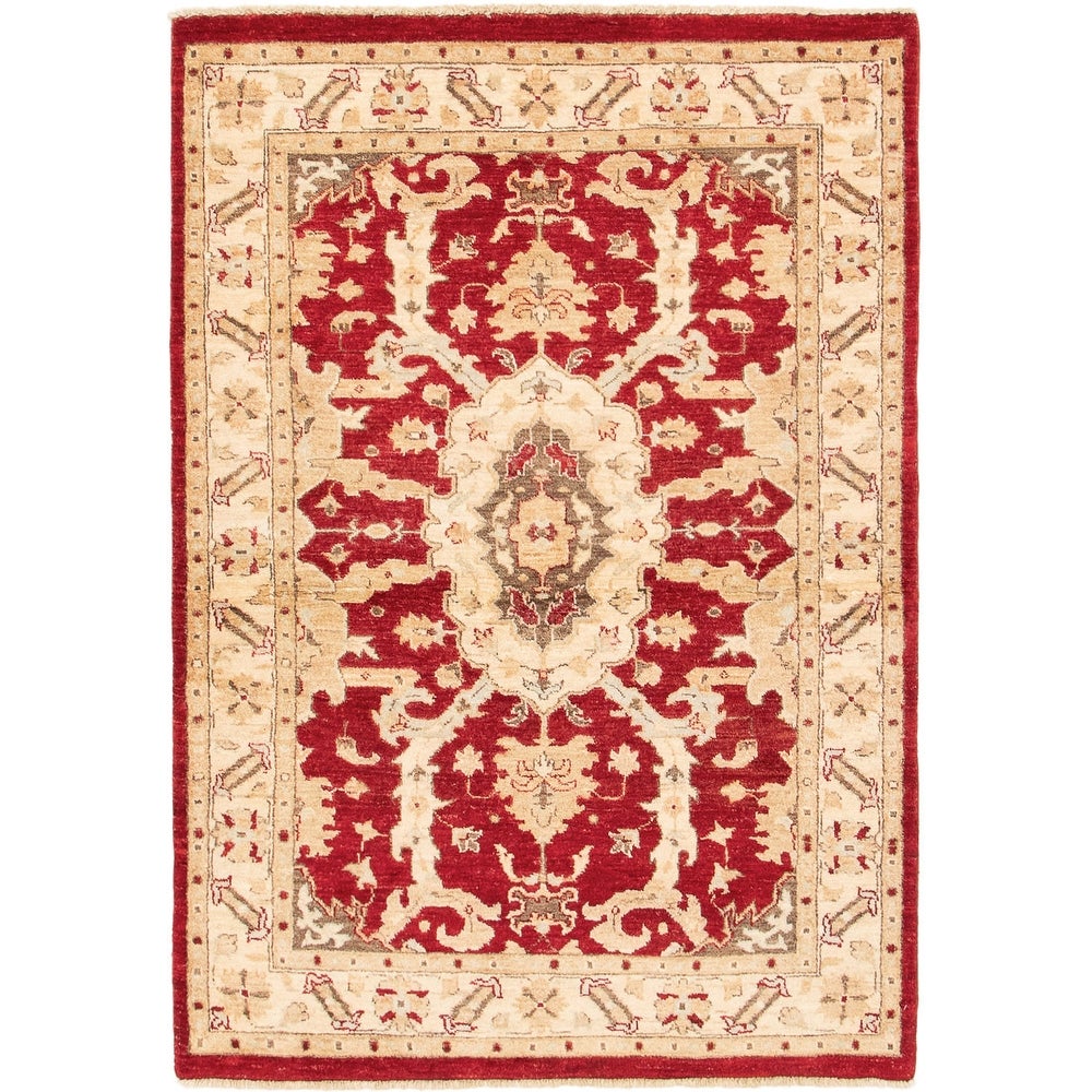 Hand-knotted Finest Red Wool Soft Rug