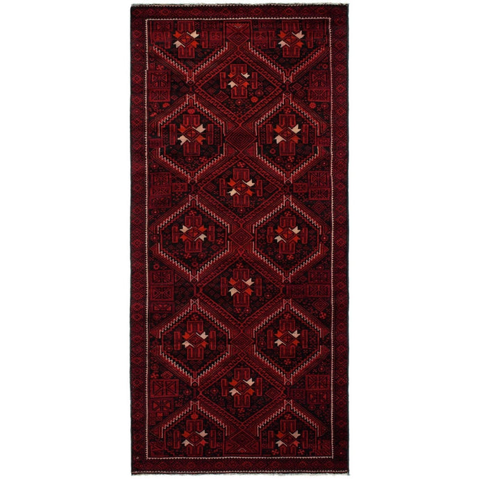 Hand-knotted Rizbaft Dark Red Wool Soft Rug