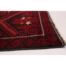 Hand-knotted Rizbaft Dark Red Wool Soft Rug