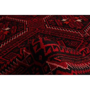 Hand-knotted Rizbaft Dark Red Wool Soft Rug